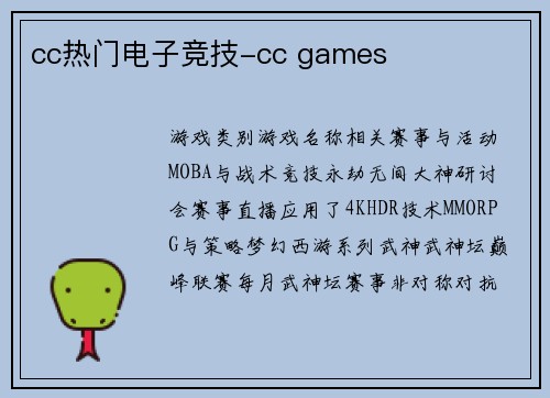 cc热门电子竞技-cc games